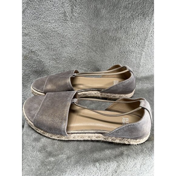 Eileen Fisher Women’s Espadrille Sandals 9.5 Gold Leather Fisherman Flats Strap - Picture 1 of 7